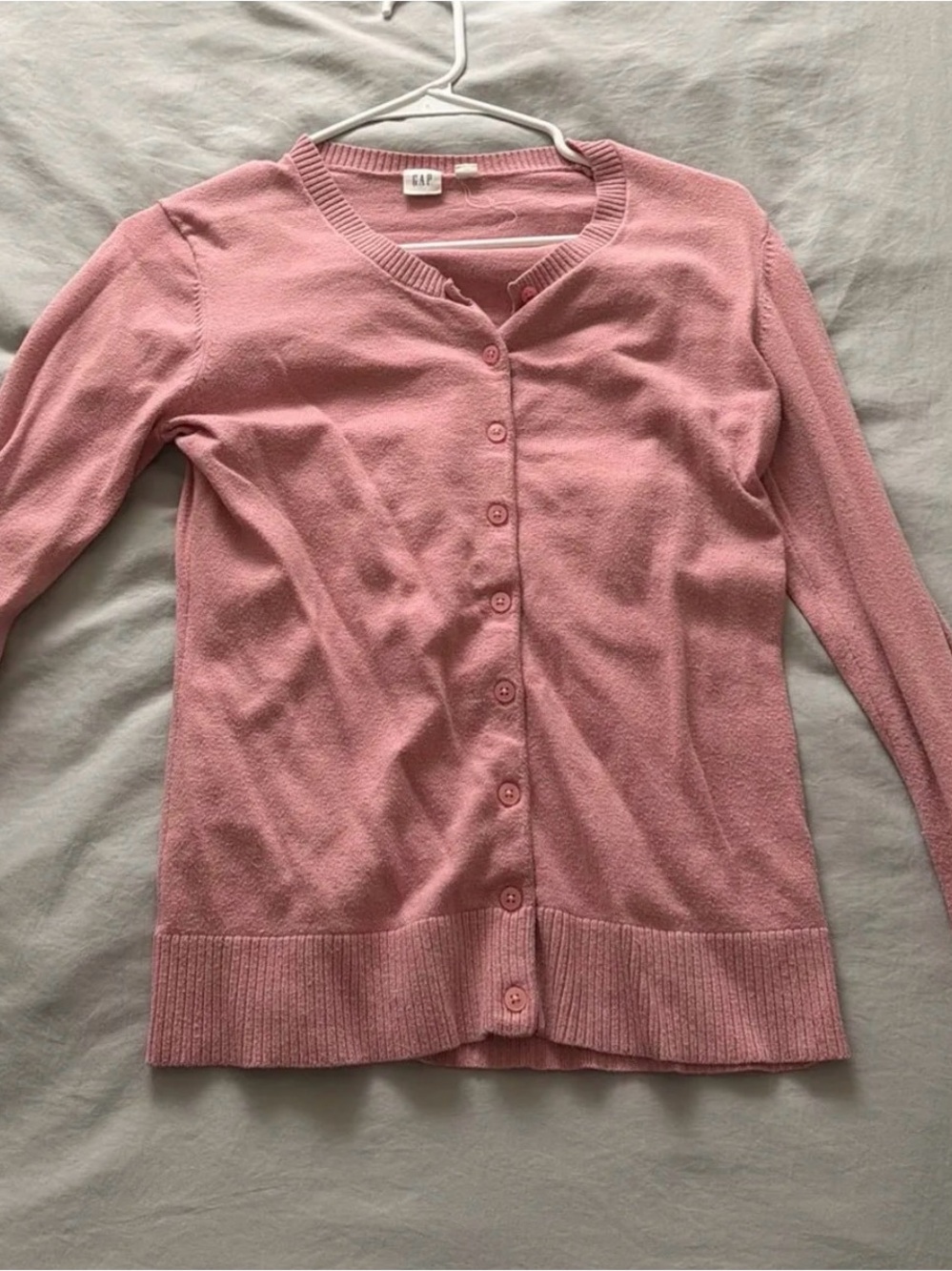 GAP Pink Crewneck Button Cardigan